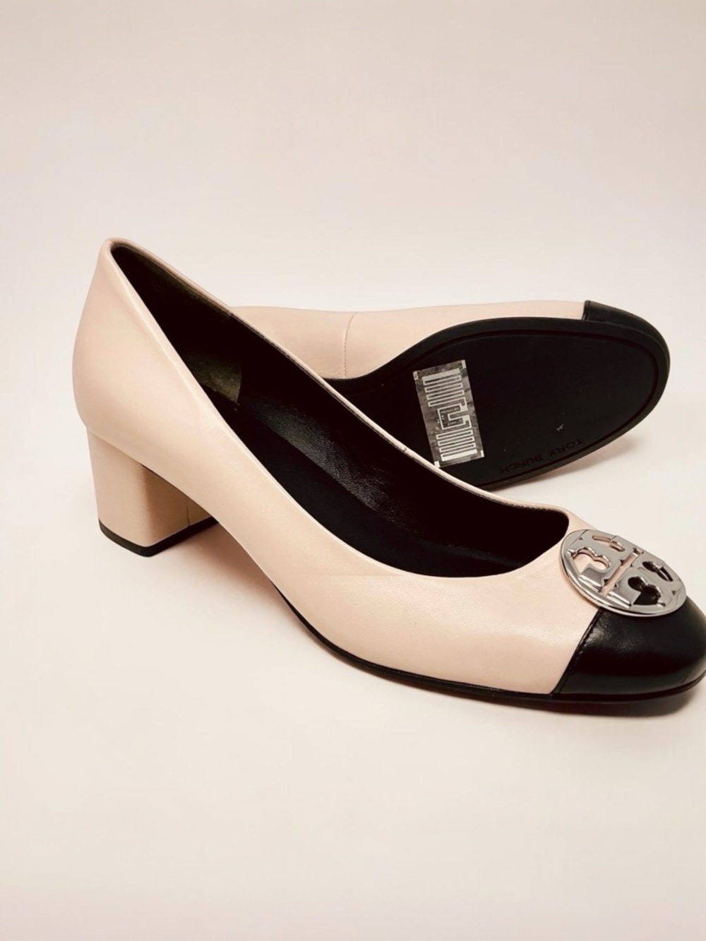 🆕Tory Burch Chelsea 50MM Block Heel Women Pump Pink /Perfect Black US 9 NEW